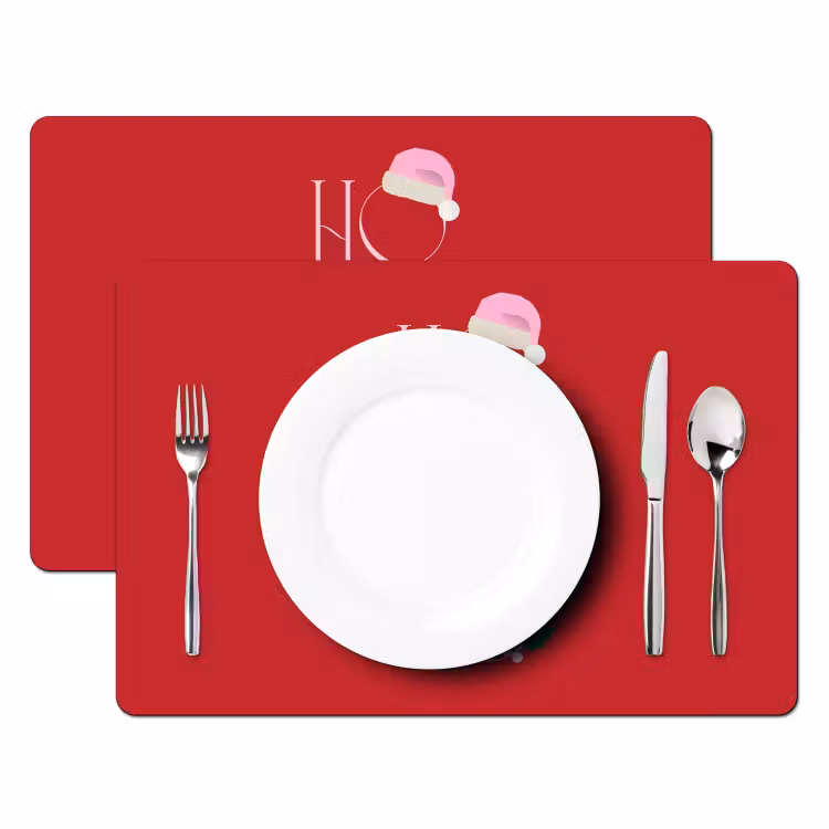 Tischset - 6 Stück - Weihnachten – Text – Illustration – Rot — 2