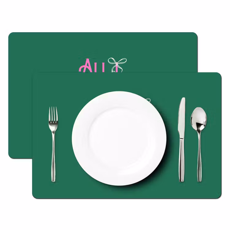 Tischset - 6 Stück - Weihnachten – Text – Rosa – Grün — 2
