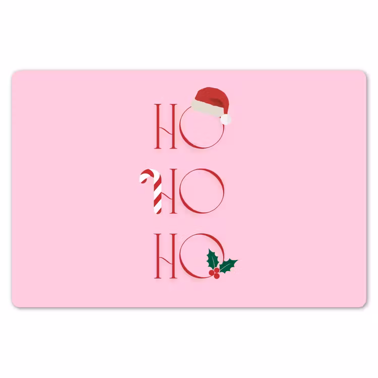 Tischset - 6 Stück - Weihnachten – Text – Rosa – Illustration — 6