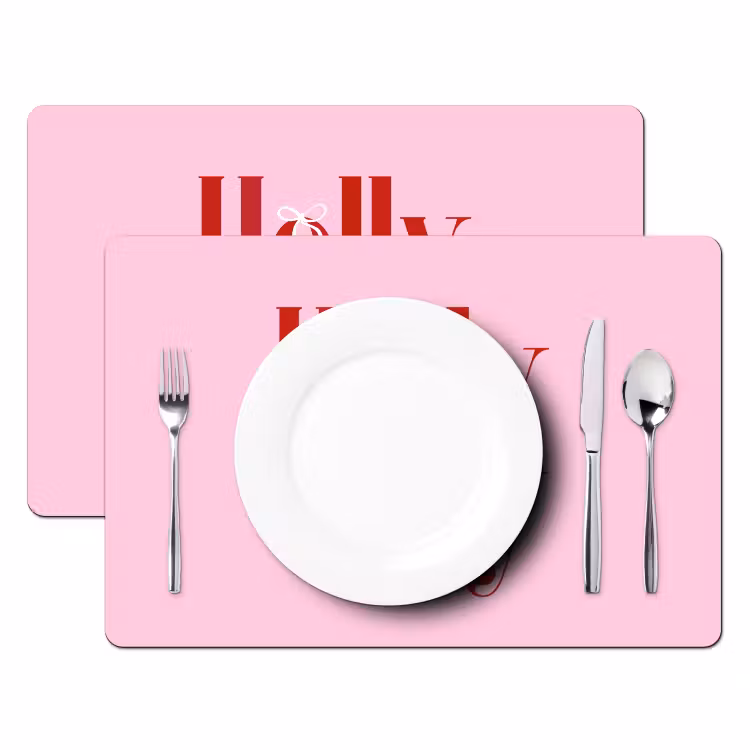 Tischset - 6 Stück - Weihnachten – Text – Rot – Rosa — 2