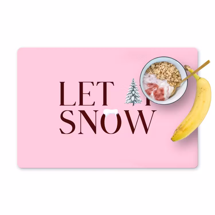 Tischset - 6 Stück - Weihnachten – Text – Schnee – Rosa — 1