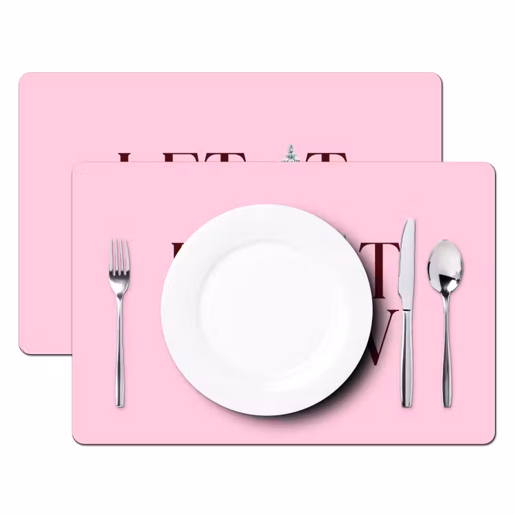 Tischset - 6 Stück - Weihnachten – Text – Schnee – Rosa — 2