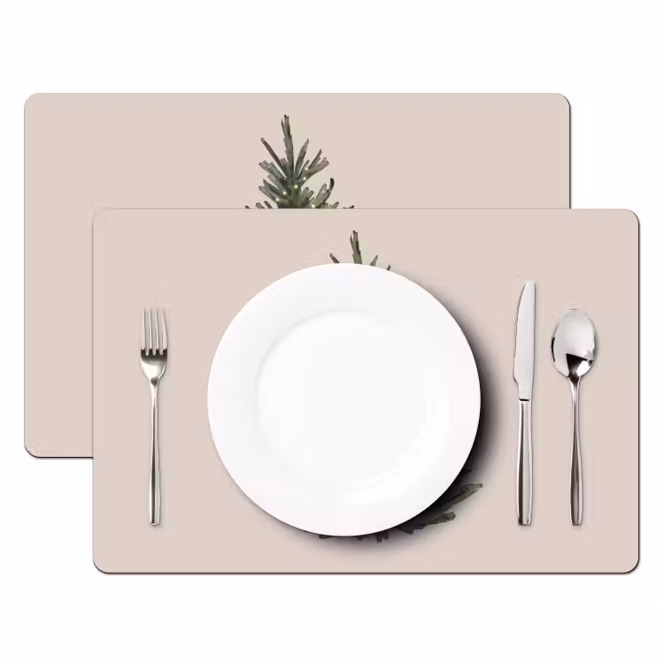 Tischset - 6 Stück - Weihnachten – Text – Weihnachtsbaum – Beige — 2