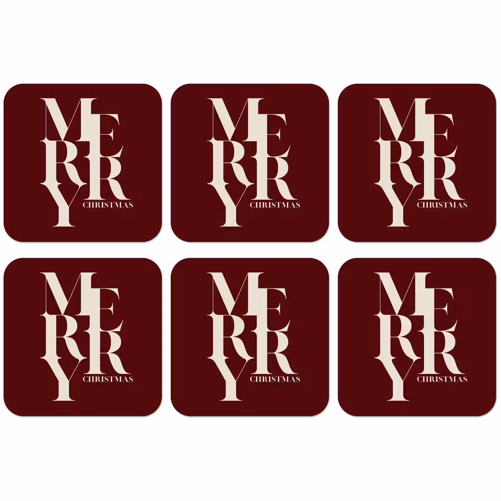 Untersetzer - Merry – Text – Dunkel – Rot — 1