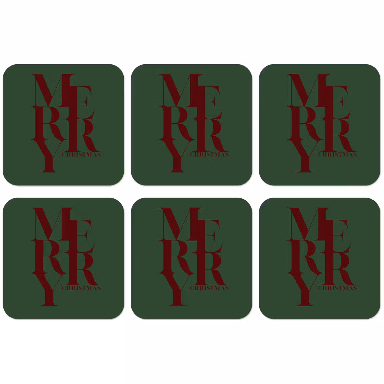 Untersetzer - Merry – Text – Grün – Weihnachten — 1