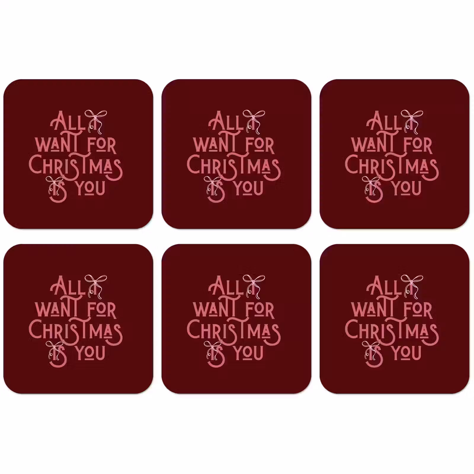 Untersetzer - Text – Weihnachten – Rot – Rosa — 1