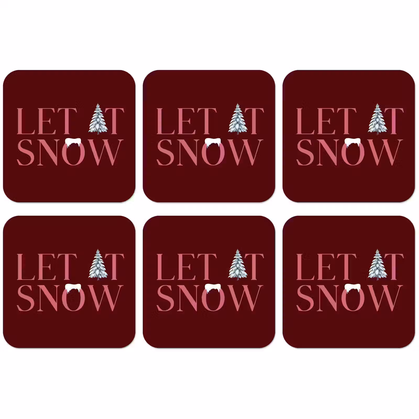 Untersetzer - Text – Weihnachten – Schnee – Rosa — 1