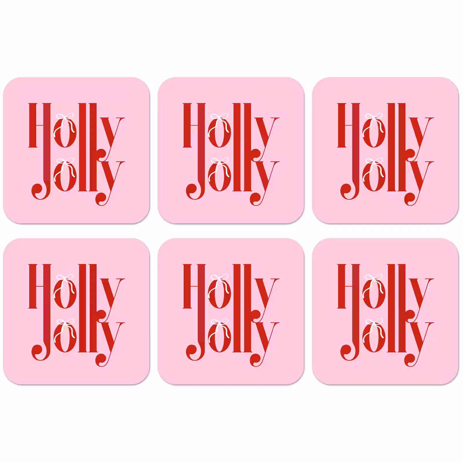 Untersetzer - Weihnachten – Text – Rot – Rosa — 1