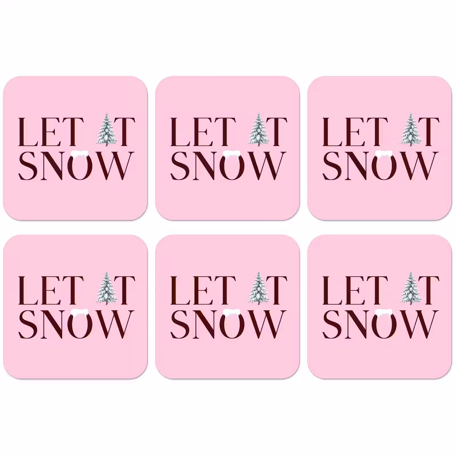 Untersetzer - Weihnachten – Text – Schnee – Rosa — 1