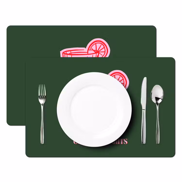 Tischset - 6 Stück - Cocktail – Weihnachten – Rosa – Grün — 2