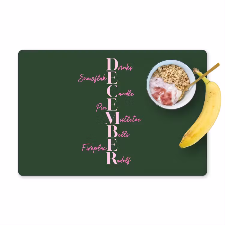 Tischset - 6 Stück - Dezember – Text – Weihnachten – Grün — 1
