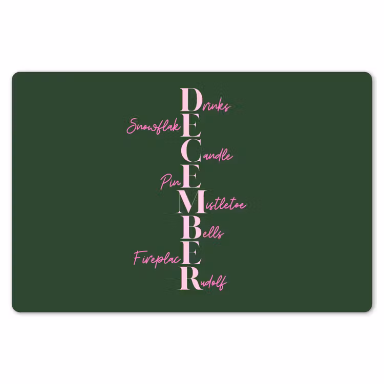 Tischset - 6 Stück - Dezember – Text – Weihnachten – Grün — 6