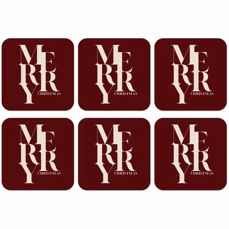 Untersetzer - Merry – Text – Dunkel – Rot — 1