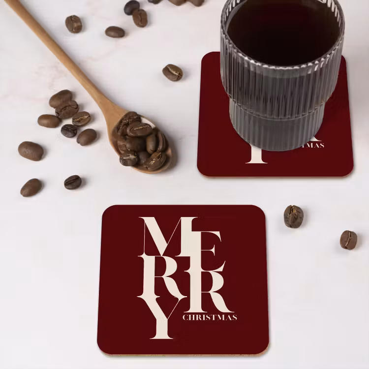 Untersetzer - Merry – Text – Dunkel – Rot — 4