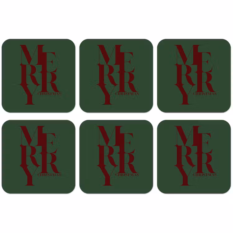 Untersetzer - Merry – Text – Grün – Weihnachten — 1