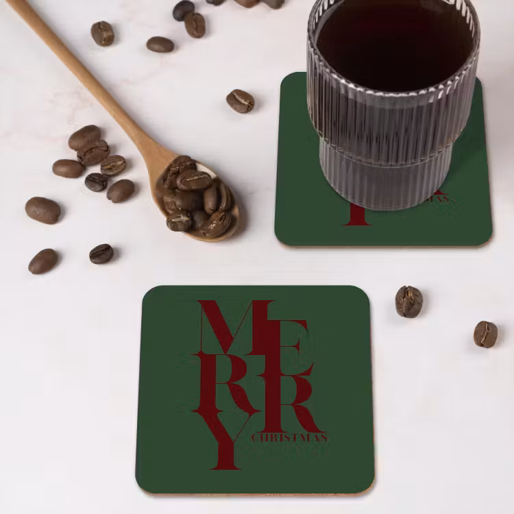 Untersetzer - Merry – Text – Grün – Weihnachten — 4