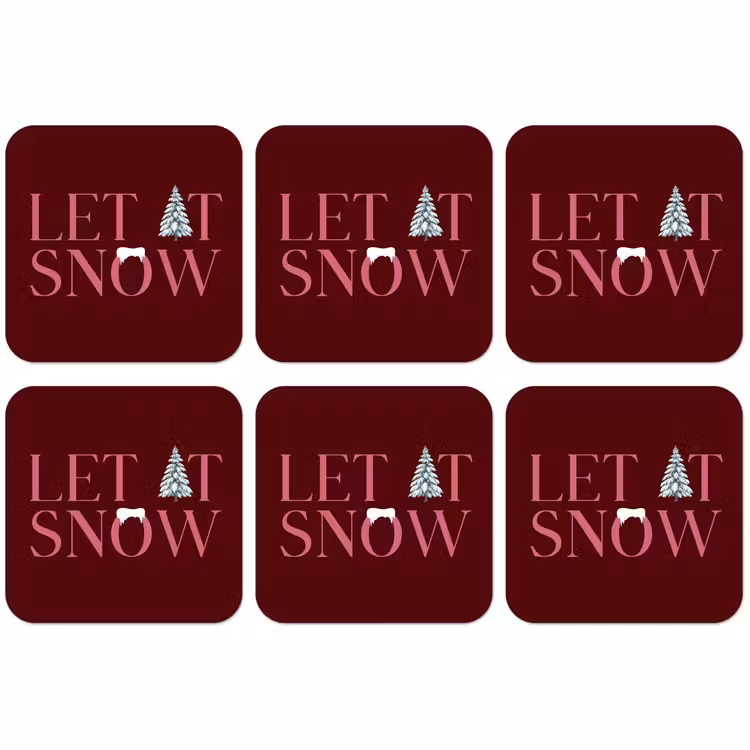 Untersetzer - Text – Weihnachten – Schnee – Rosa — 1