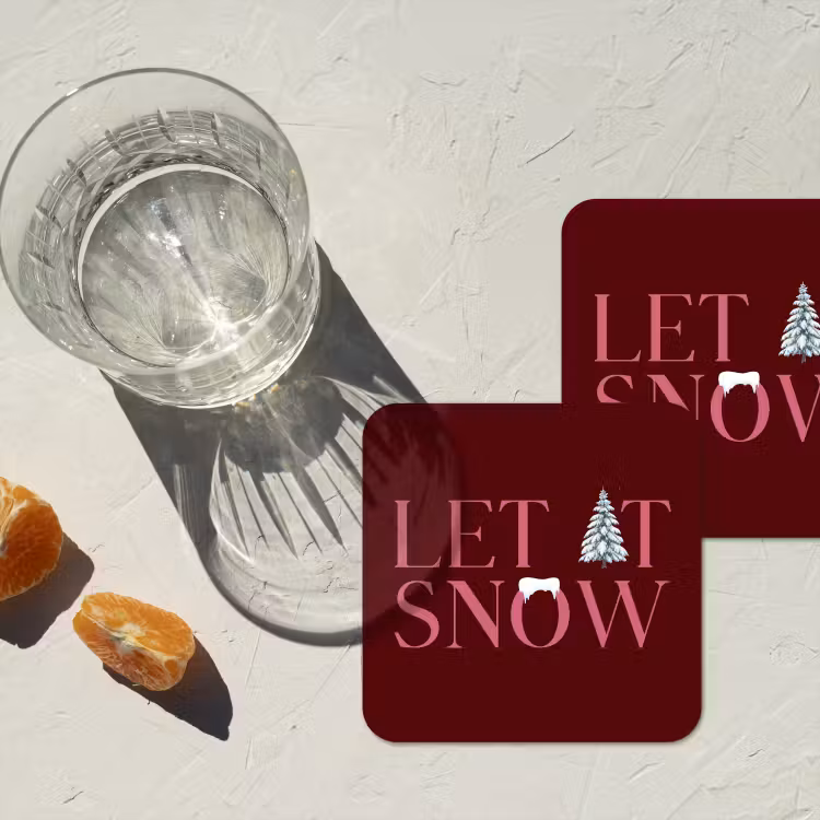 Untersetzer - Text – Weihnachten – Schnee – Rosa — 2
