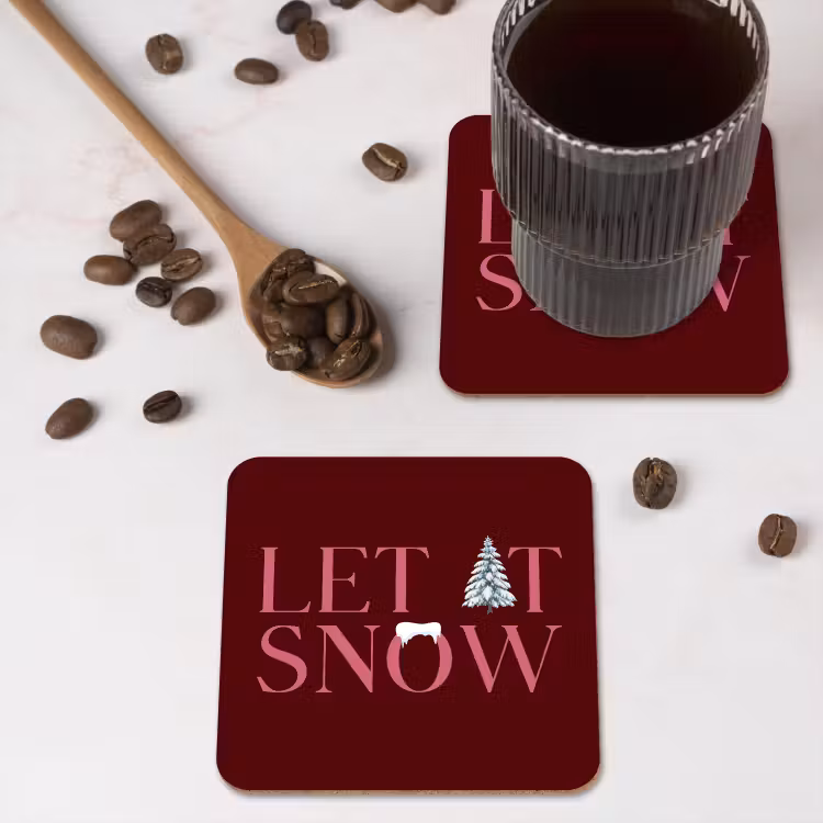Untersetzer - Text – Weihnachten – Schnee – Rosa — 4