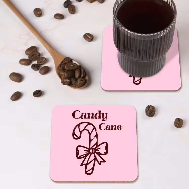 Untersetzer - Weihnachten – Süßigkeiten – Text – Braun – Rosa — 4