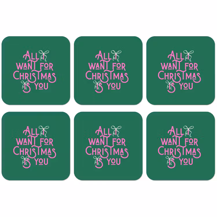 Untersetzer​ - Weihnachten – Text – Rosa – Grün — 1