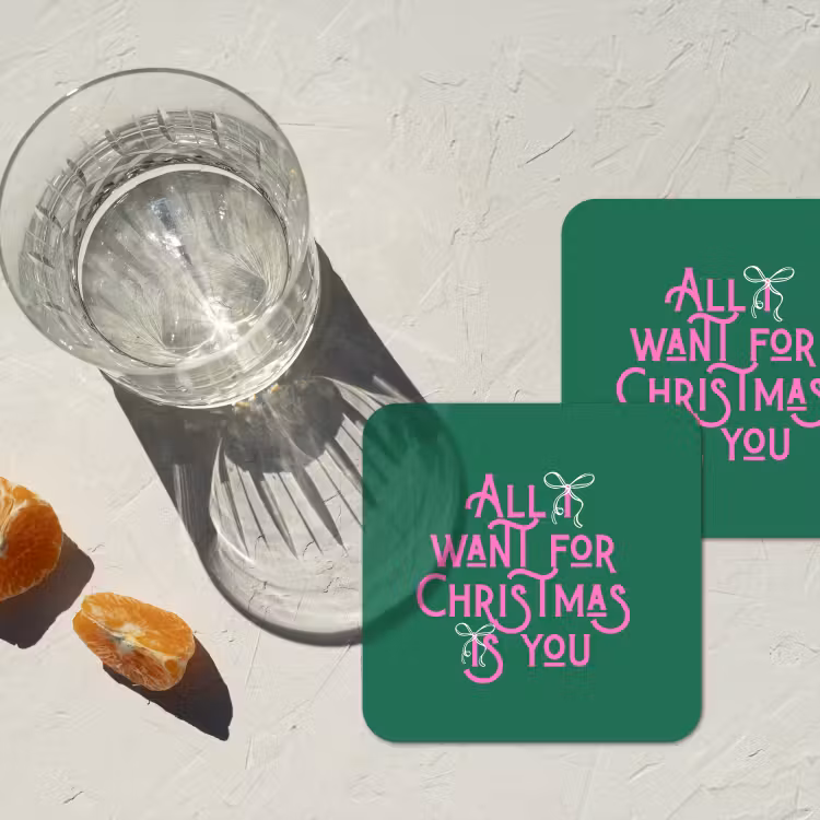 Untersetzer​ - Weihnachten – Text – Rosa – Grün — 2