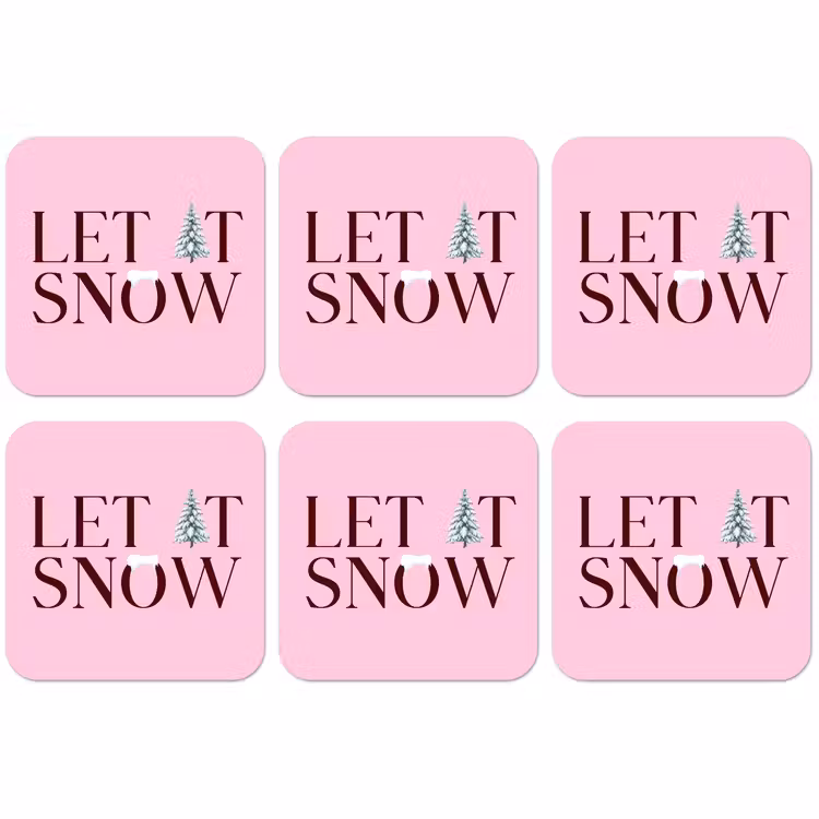 Untersetzer - Weihnachten – Text – Schnee – Rosa — 1