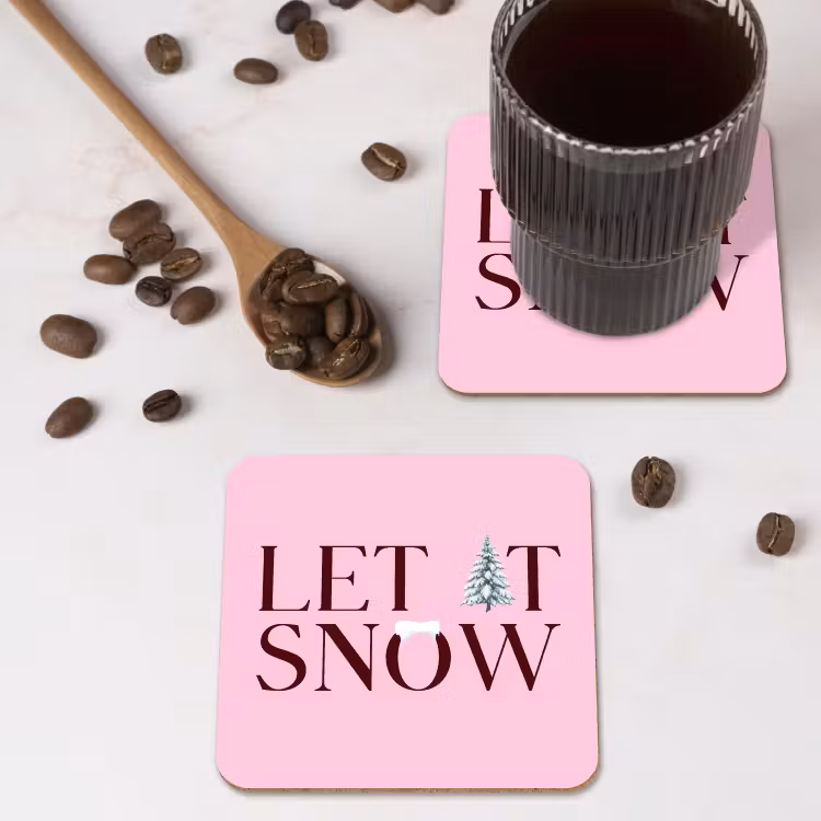 Untersetzer - Weihnachten – Text – Schnee – Rosa — 4