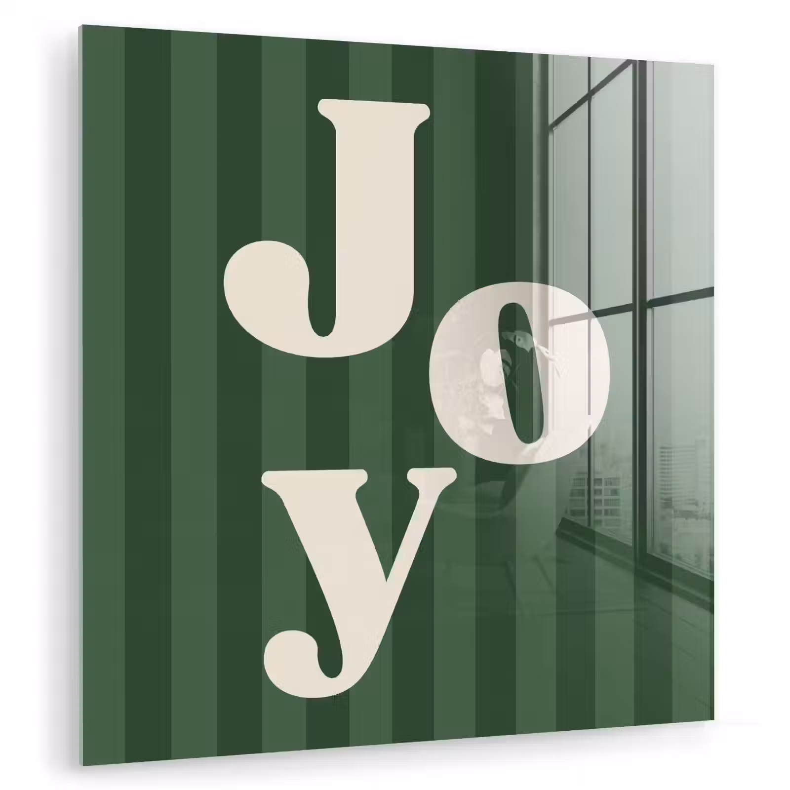 Glasbild - Joy – Weihnachten – Text – Grün — 1