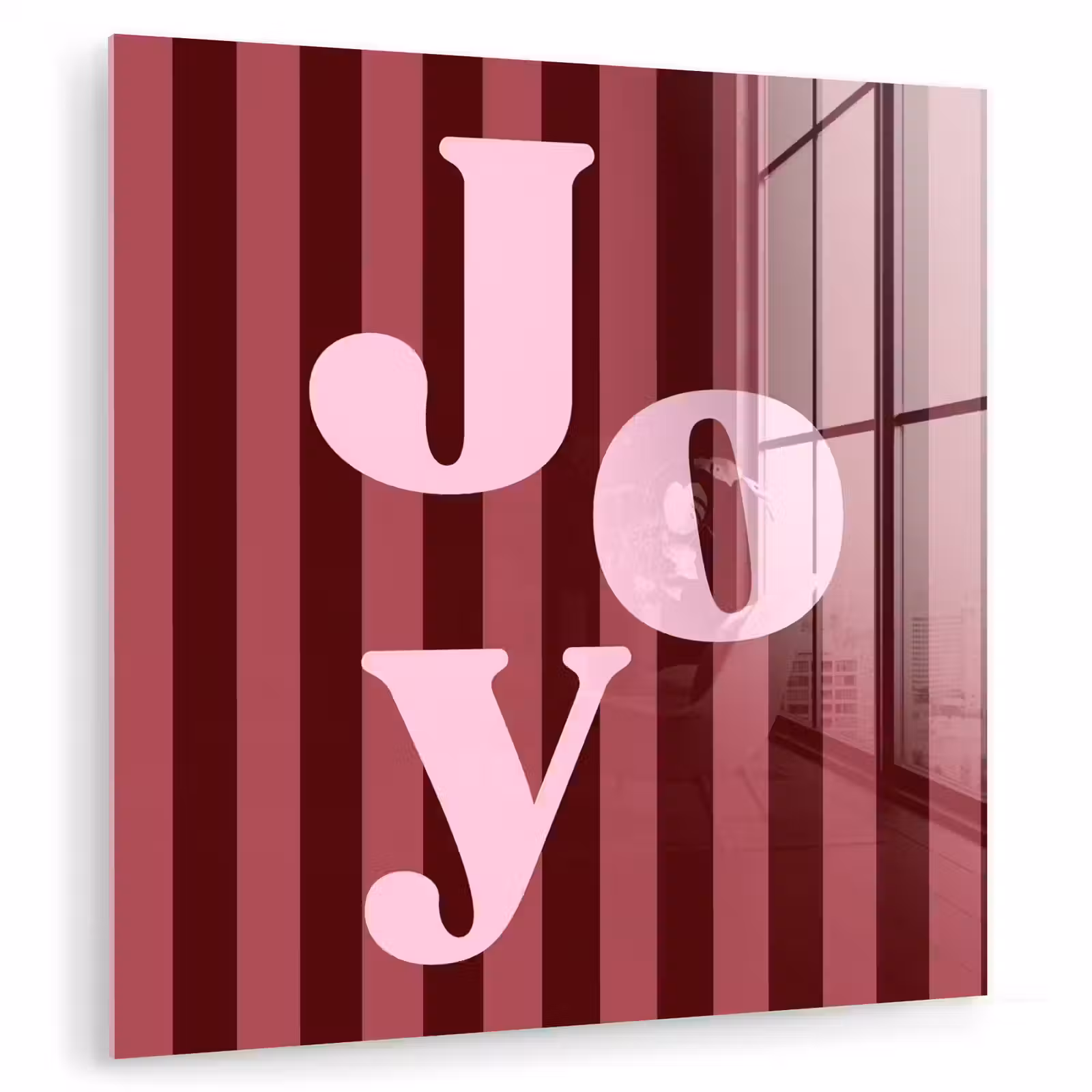 Glasbild - Joy – Weihnachten – Text – Rosa — 1