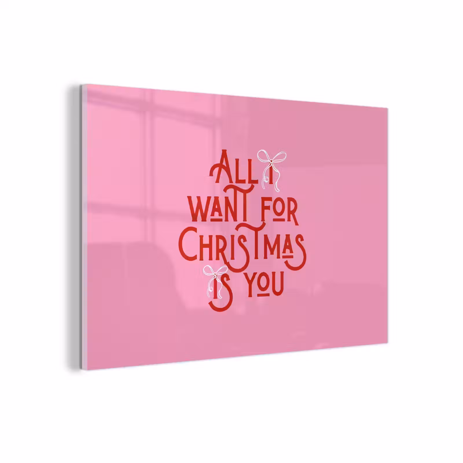 Glasbild - Text – Weihnachten – Rosa – Rot — 1