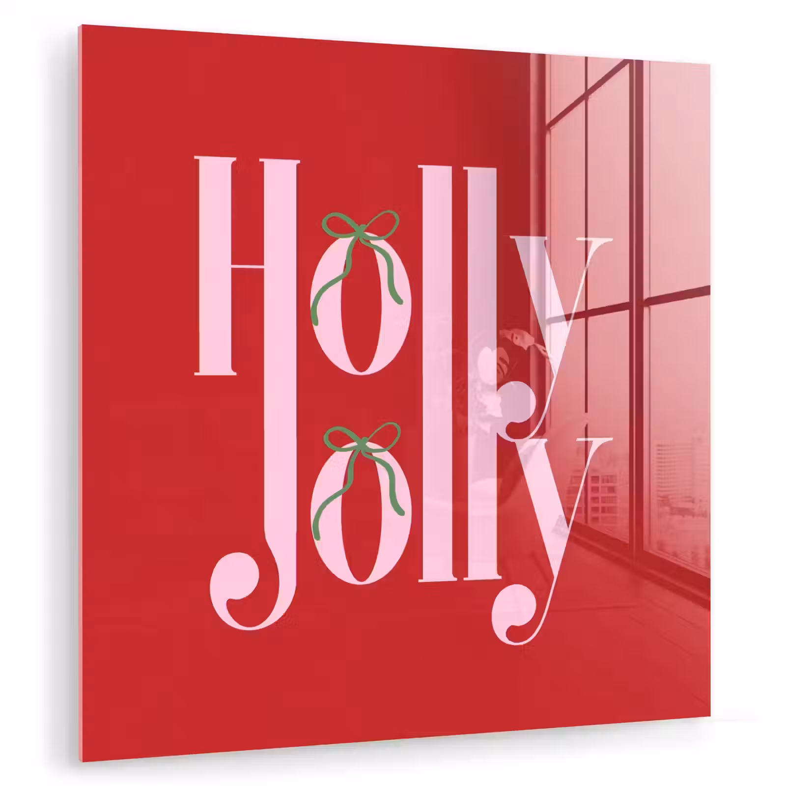 Glasbild - Weihnachten – Rosa – Rot – Text — 1
