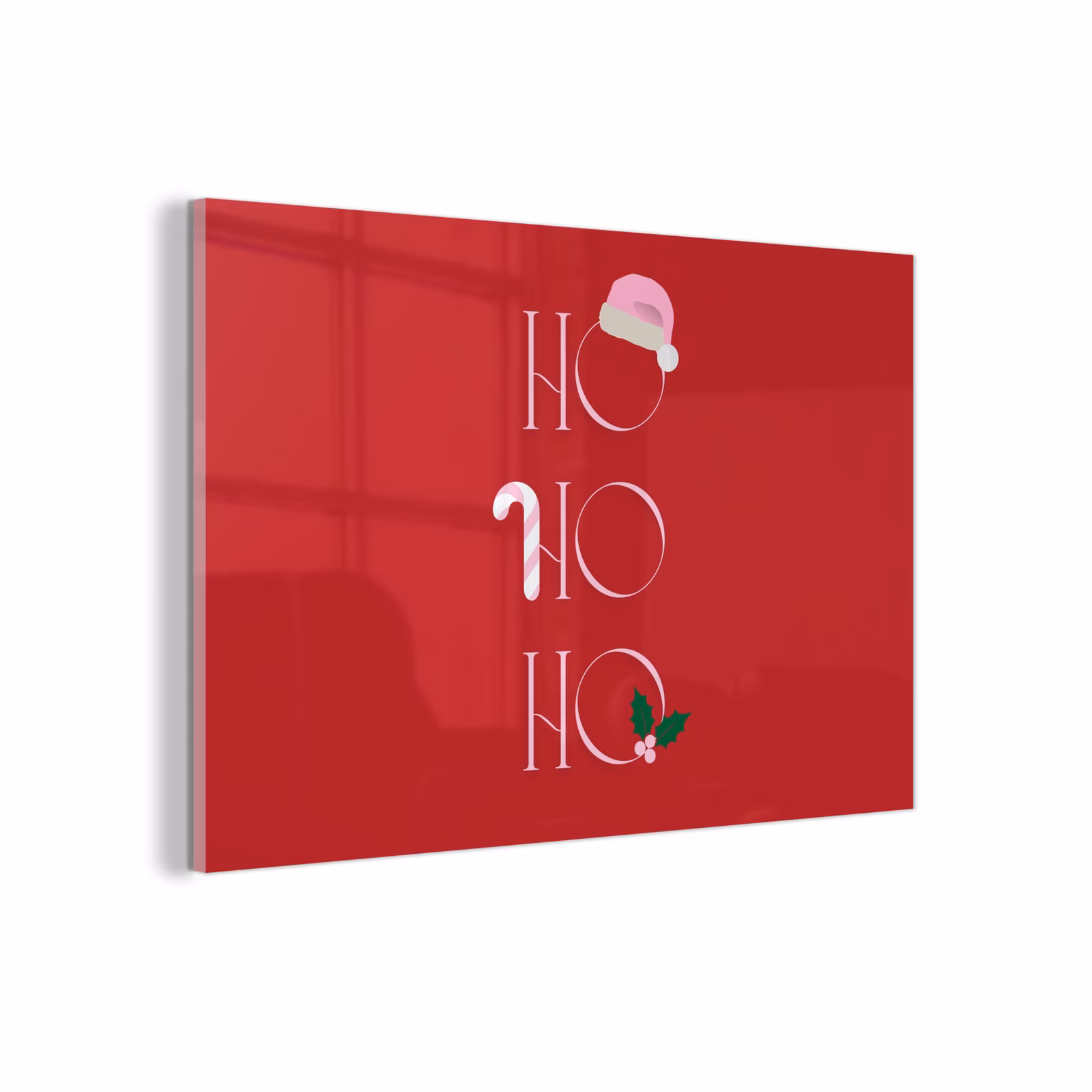 Glasbild - Weihnachten – Text – Illustration – Rot — 1