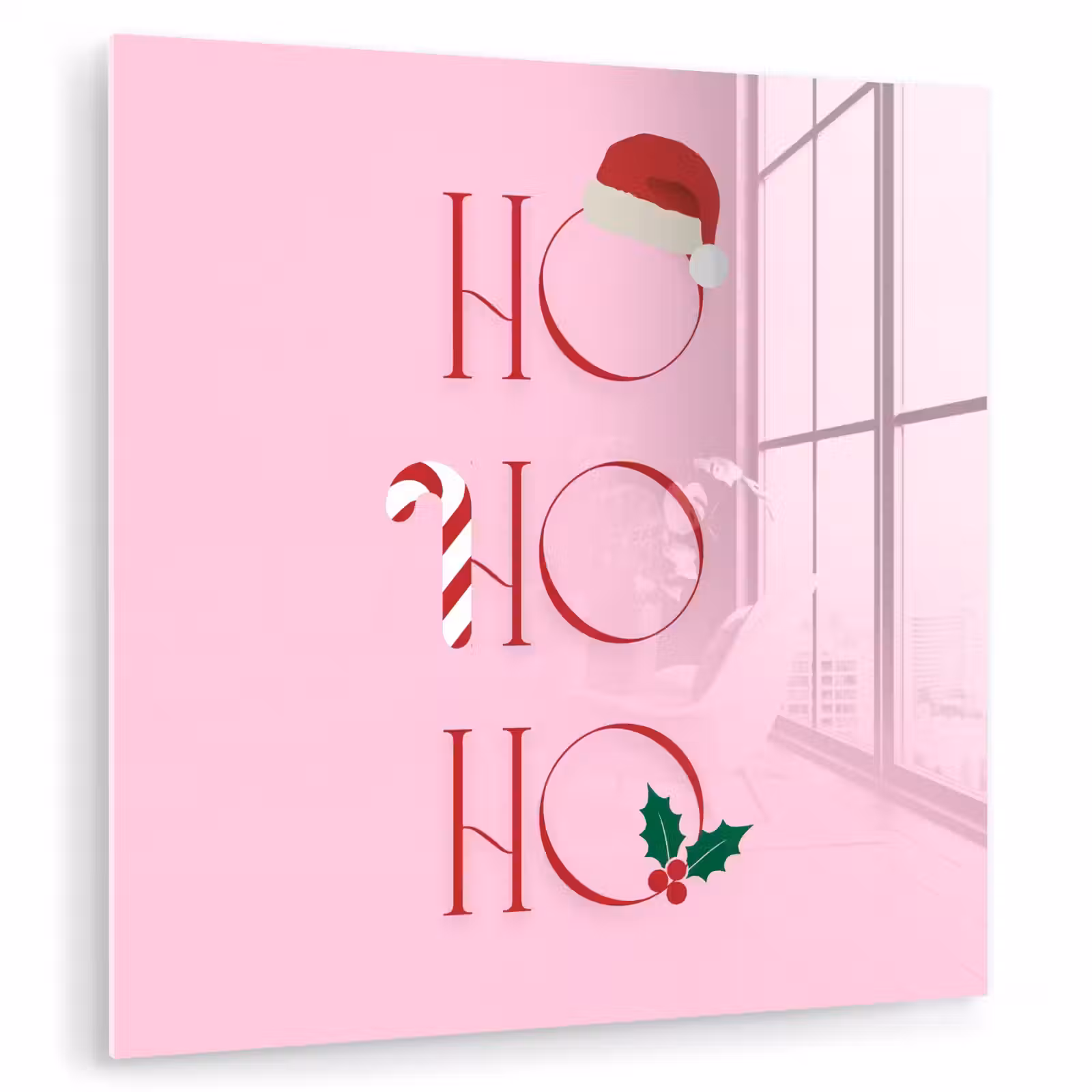 Glasbild - Weihnachten – Text – Rosa – Illustration — 1