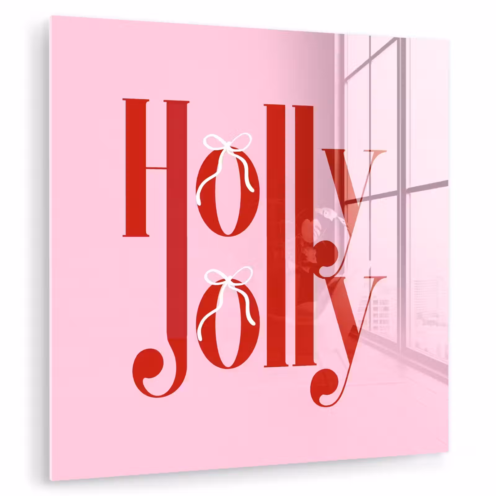 Glasbild - Weihnachten – Text – Rot – Rosa — 1