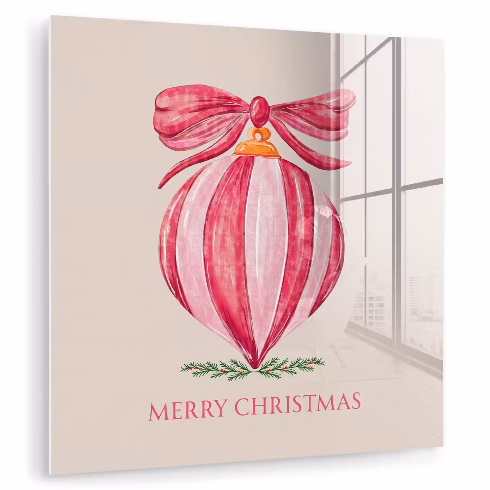 Glasbild - Weihnachten – Weihnachtskugel – Text — 1