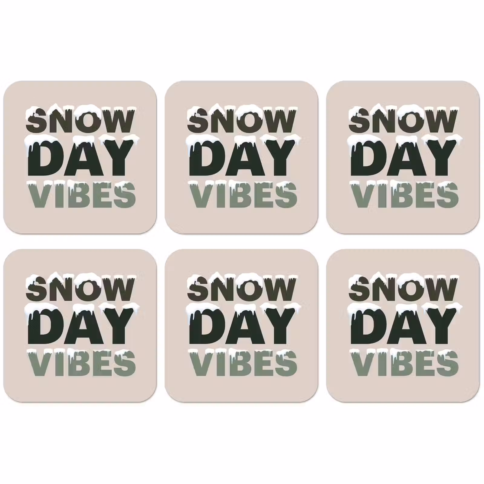 Untersetzer - Schnee – Text – Weihnachten – Beige — 1