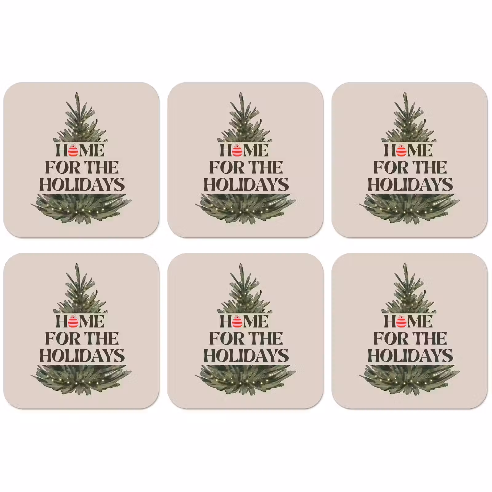 Untersetzer - Weihnachten – Text – Weihnachtsbaum – Beige — 1