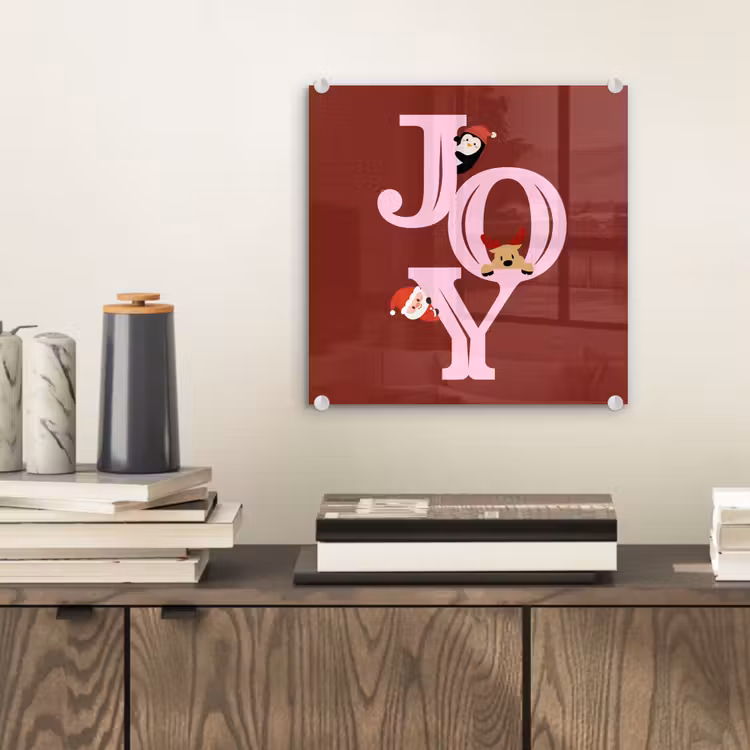 Glasbild - Freude – Weihnachten – Animation – Rot – Rosa — 2