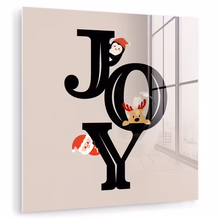 Glasbild - Joy – Animation – Schwarz – Weihnachten — 1