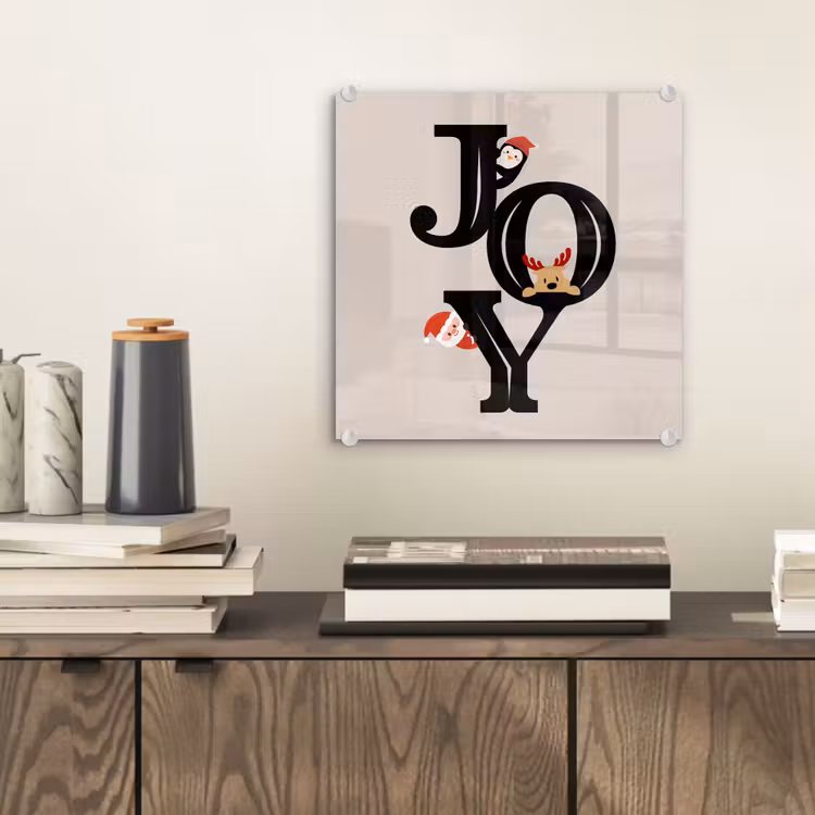 Glasbild - Joy – Animation – Schwarz – Weihnachten — 2