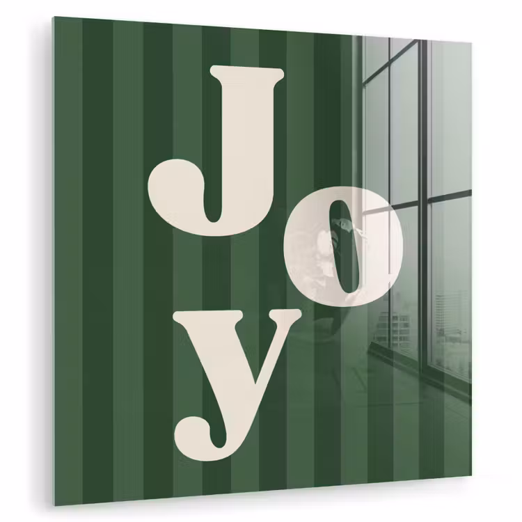 Glasbild - Joy – Weihnachten – Text – Grün — 1