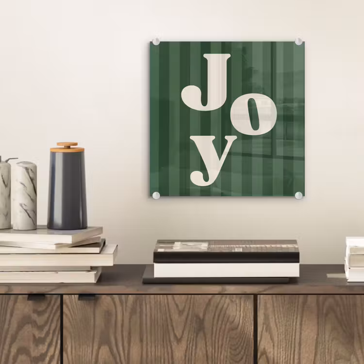 Glasbild - Joy – Weihnachten – Text – Grün — 2