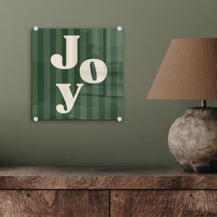 Glasbild - Joy – Weihnachten – Text – Grün — 4