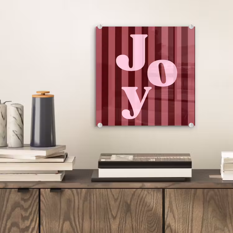 Glasbild - Joy – Weihnachten – Text – Rosa — 2
