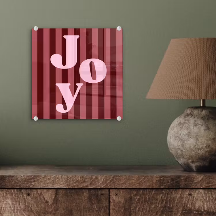 Glasbild - Joy – Weihnachten – Text – Rosa — 4