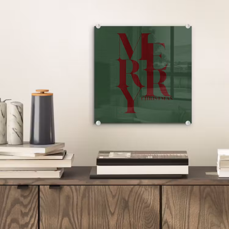 Glasbild - Merry – Text – Grün – Weihnachten — 2