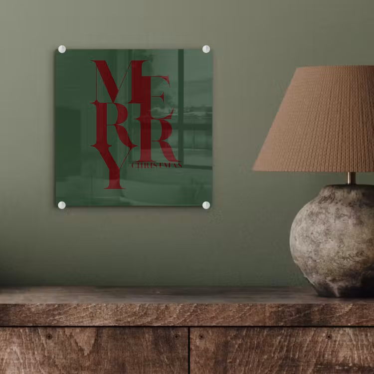 Glasbild - Merry – Text – Grün – Weihnachten — 4