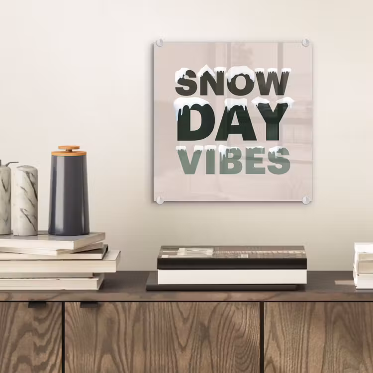 Glasbild - Schnee – Text – Weihnachten – Beige — 2