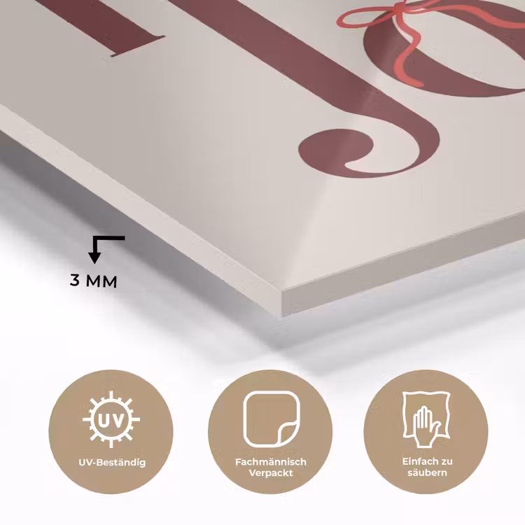 Glasbild - Text – Weihnachten – Braun — 3